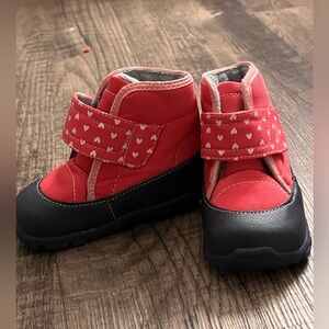 See Kai Run Red and Black Heart Strap Kids Boots